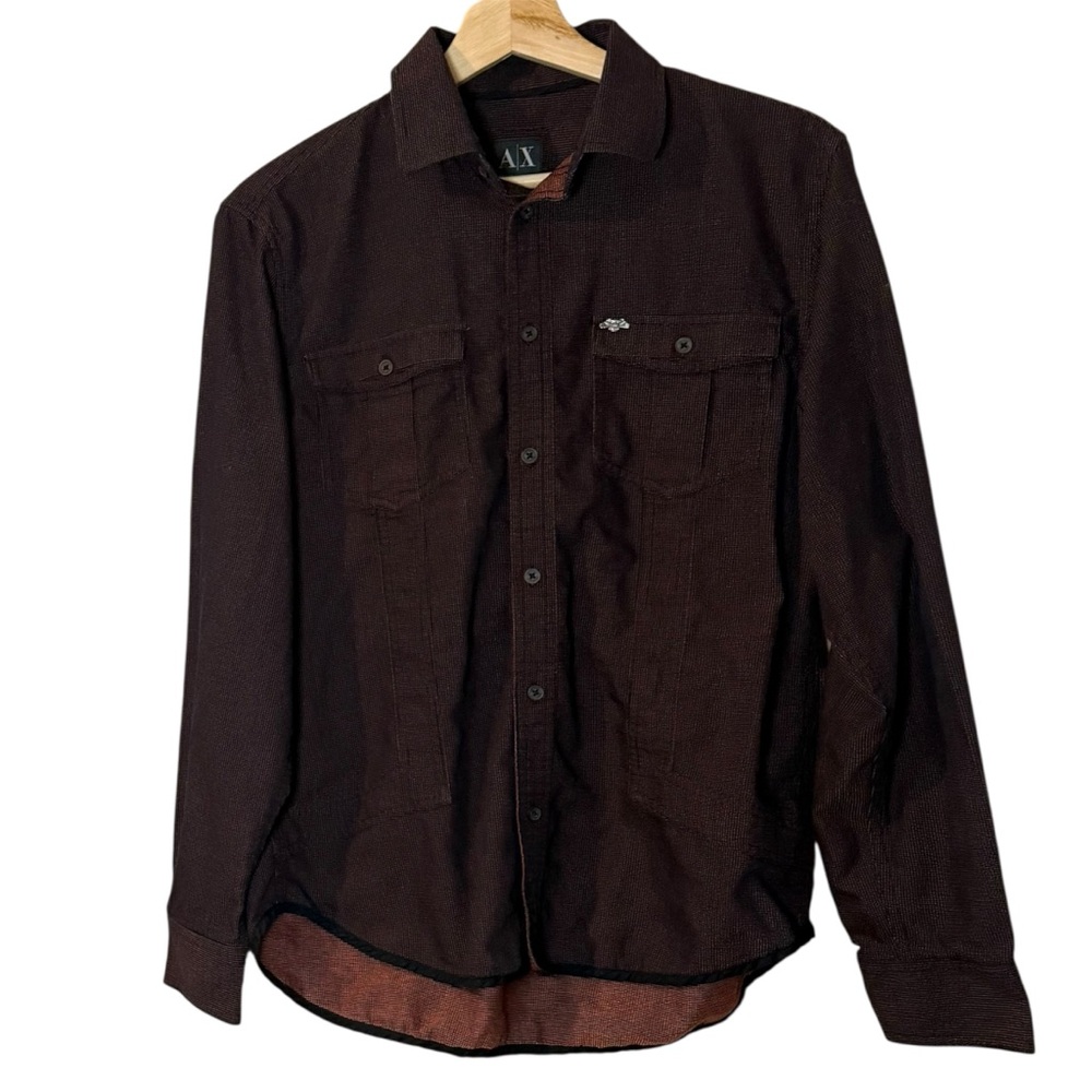 Armani Exchange AX Dark Red/Maroon Long Sleeve Button-Up Men’s Shirt - Medium